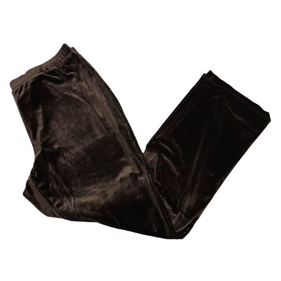 Susan Graver Large Pull On Stretch Velvet Pant Brown A282093 - Picture 1 of 8